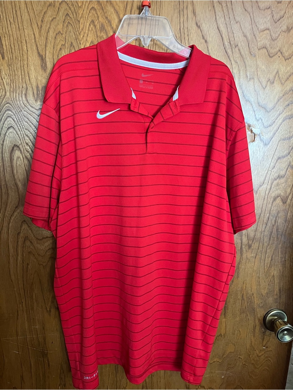 Nike Red Men's Striped Polo Shirt